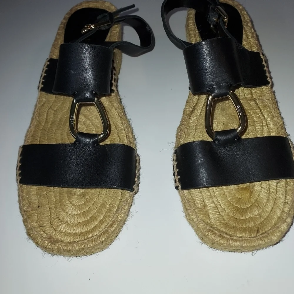 LAUREN by Ralph Lauren Bena Leather Espadrille Sandals